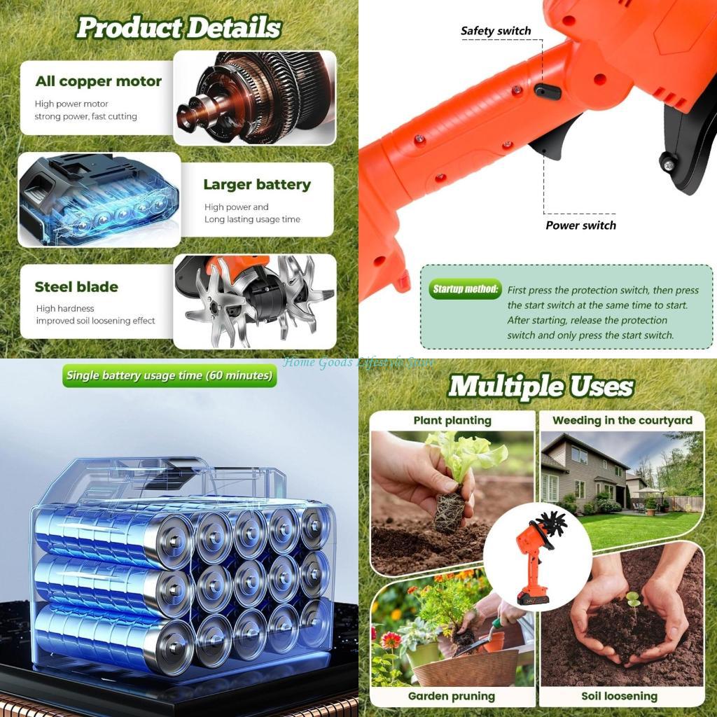 Garden Tiller Mini - E74E Cordless Mini Tiller 21V 235rpm