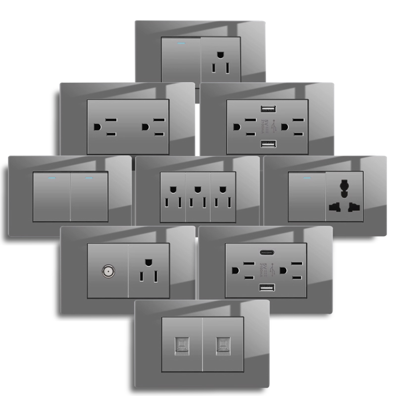Outdoor Usb Power Strip - Us Standard Grey Tempered Glass Usb