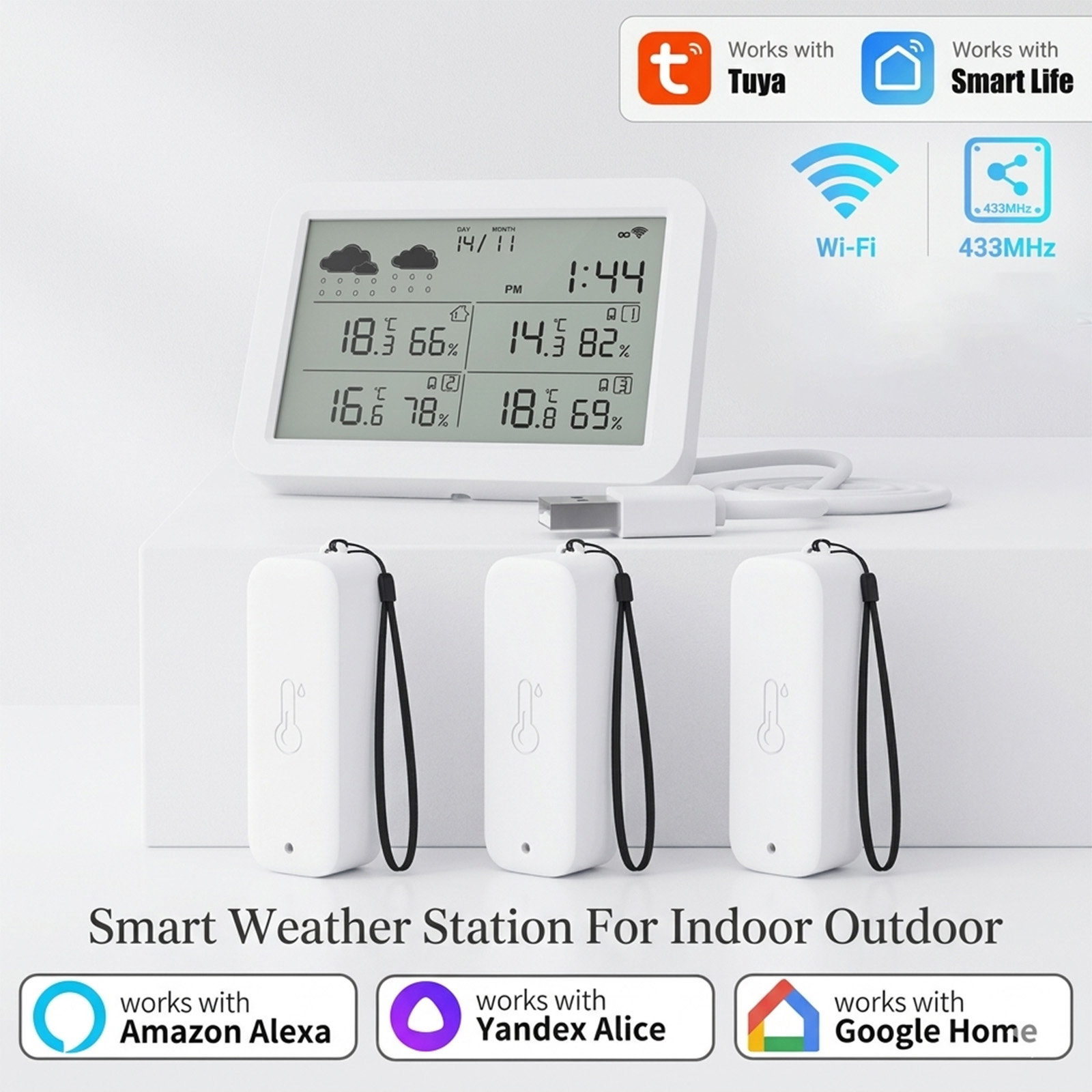 Outdoor Power Meter - Tuya WiFi+RF433 Weather Station, Smart Home