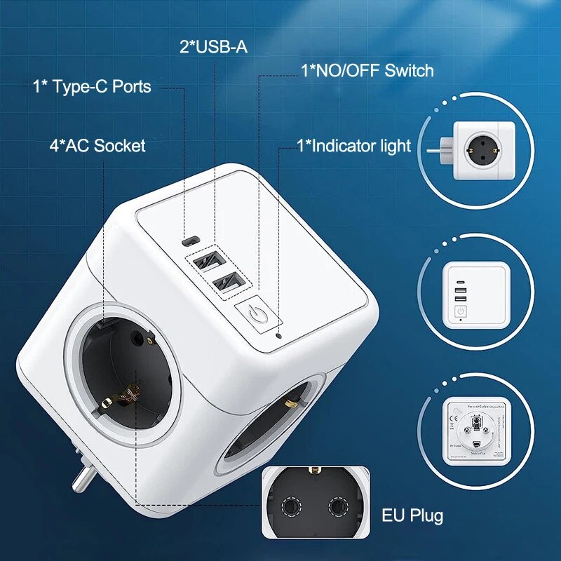 MASSFA 4 Eu AC Outlets Power S - Outdoor Usb Power Strip ulasan dan harga