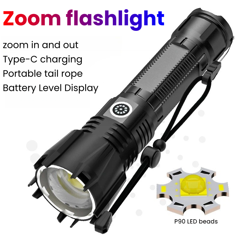 High-power P90 LED Flashlight  - Outdoor Power Meter ulasan dan harga