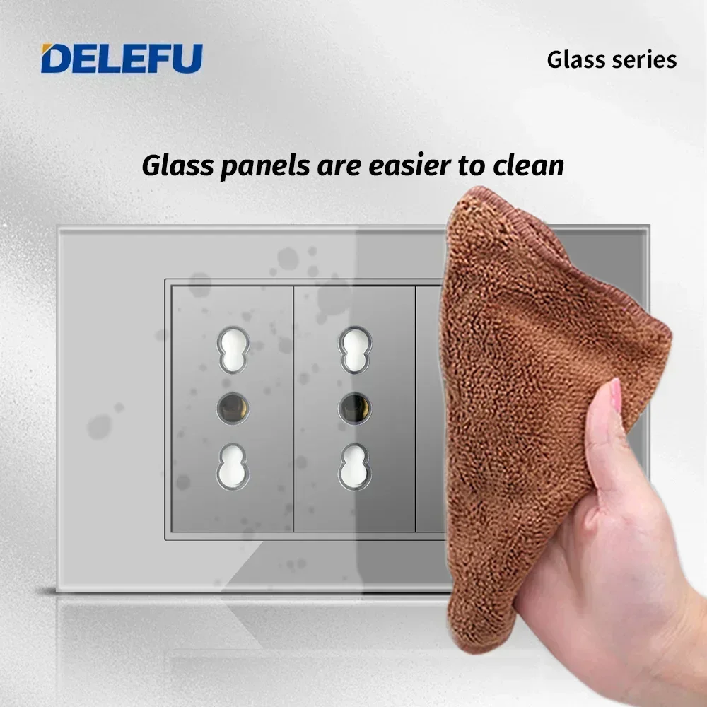 DELEFU Grey Tempered Glass Ita - Outdoor Usb Power Strip ulasan dan harga
